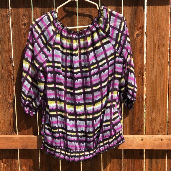 AGB Blouse 3/4 Sleeves with attached Black Cami, Large, EUC, pet/smoke free home - Picture 5 of 15